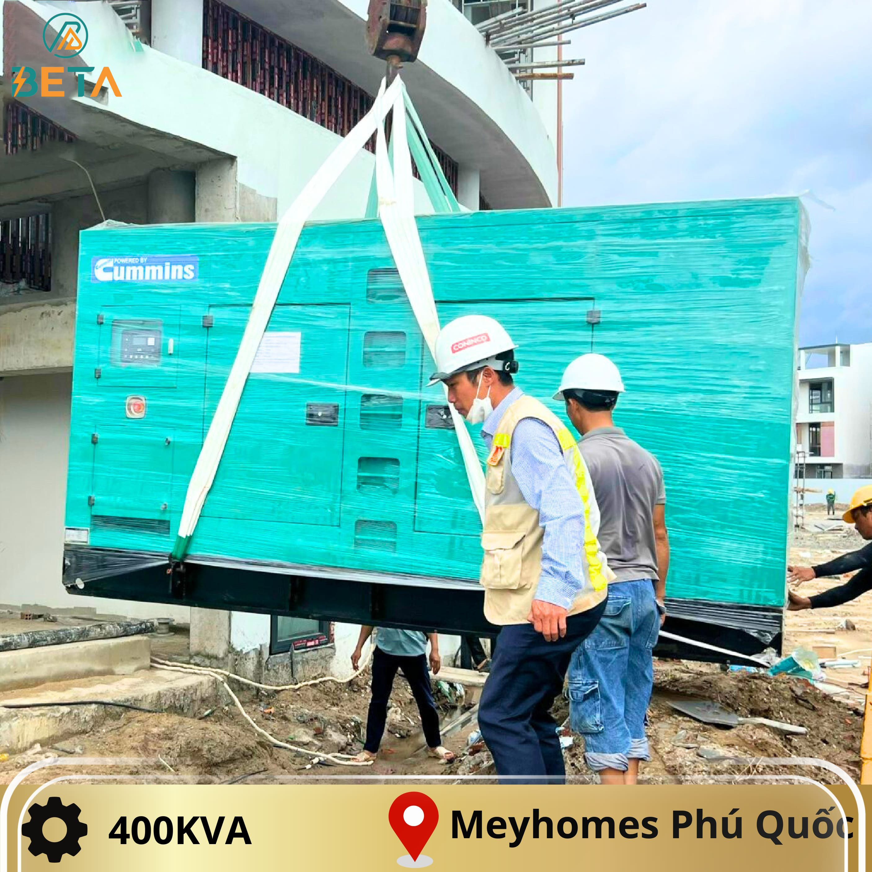 Lắp đặt máy phát điện 400kVA cho Meyhomes Capital Phú Quốc